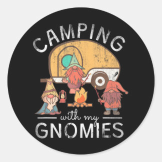 Sticker Rond Camping Avec Mes Gnomies Gnomes