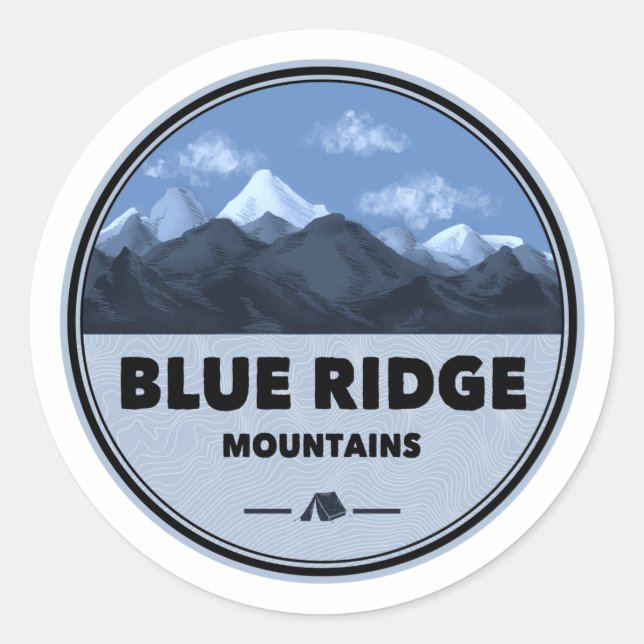 Sticker Rond Camping Blue Ridge Mountains (Devant)