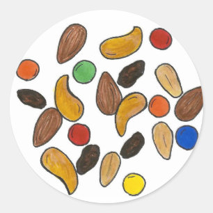 Sticker Rond Camping Camping Camp d'été Snack Food Nuts