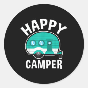 Sticker Rond Camping-car caravane de camping heureux Vacances d