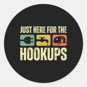 Sticker Rond Camping Caravane Camping-Car Juste Ici Pour Le Hoo