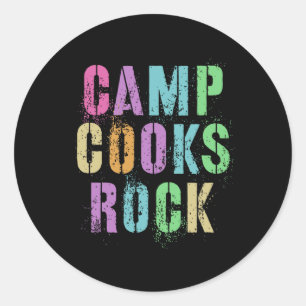 Sticker Rond Camping Cooks Rocks Funny Camping Chef Crew Campsi