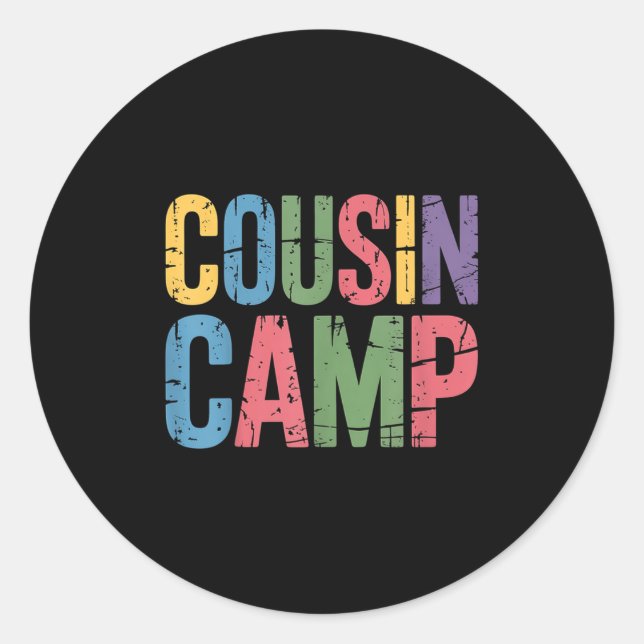 Sticker Rond Camping Cousin Pajamas Enfants Filles Jumelage (Devant)