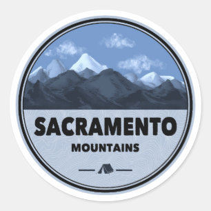 Sticker Rond Camping dans les montagnes de Sacramento au Nouvea