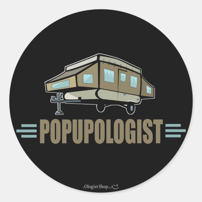 Sticker Rond Camping de pop up humoristique (Devant)