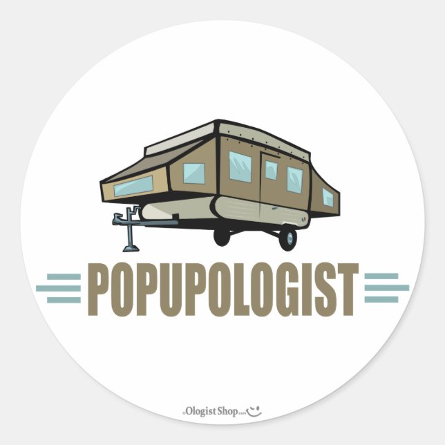 Sticker Rond Camping de pop up humoristique (Devant)