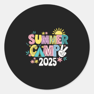 Sticker Rond Camping d'été drôle 2025 Vacances d'été Tendance F