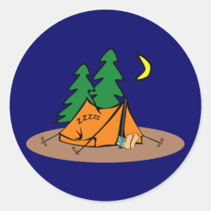 Sticker Rond Camping - dormir dans une tente