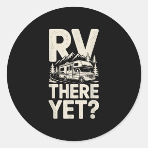 Sticker Rond Camping en camping-car rv là-bas encore voyage sur