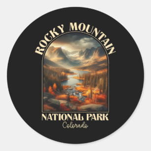 Sticker Rond Camping en saison automnale dans le parc national