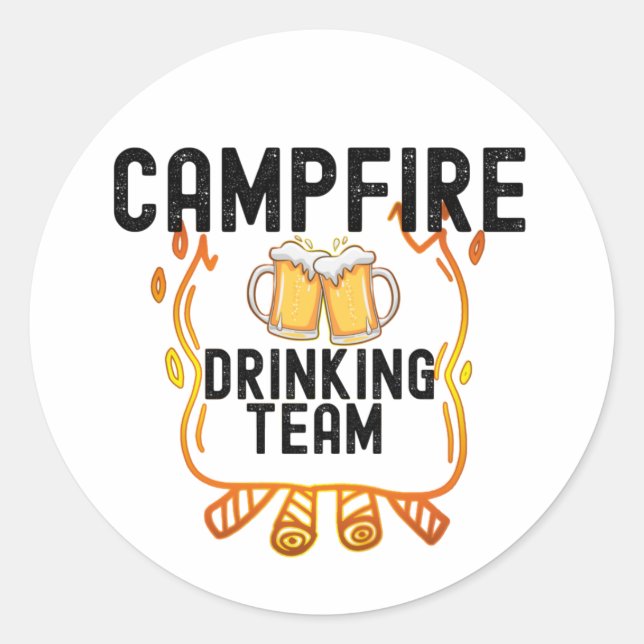 Sticker Rond Camping Équipe Boissons Camping Lovers Corresponda (Devant)