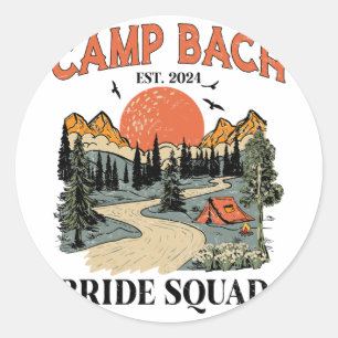 Sticker Rond Camping Équipe de la Mariée Brigade de Randonnée C
