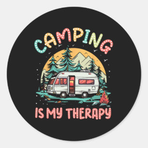 Sticker Rond Camping Est Ma Thérapie Camping Famille De Camping