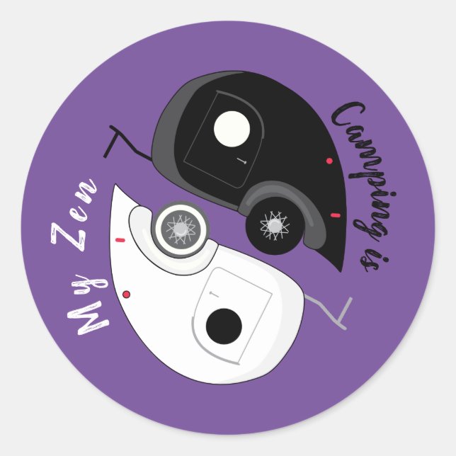 Sticker Rond Camping est My Zen Yin Yang Teardrop Trailer (Devant)