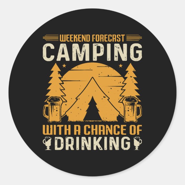 Sticker Rond Camping et boisson (Devant)