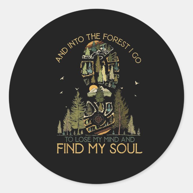 Sticker Rond Camping Et Dans La Forêt Je Vais Perdre Mon Esprit (Devant)