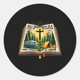 Sticker Rond Camping et Jésus en plein air Foi Biblique Feu de