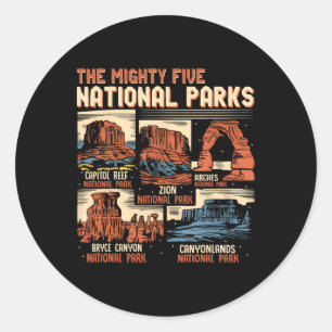 Sticker Rond Camping et randonnée dans les 5 parcs nationaux Vi