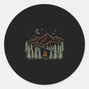 Sticker Rond Camping feu de camp arbres randonnée performance d