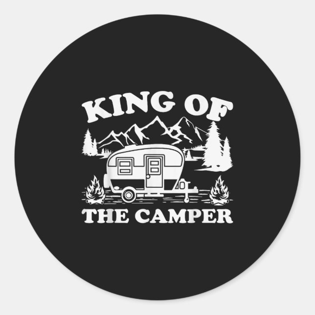 Sticker Rond Camping Lover Camper Van King Du Camper (Devant)