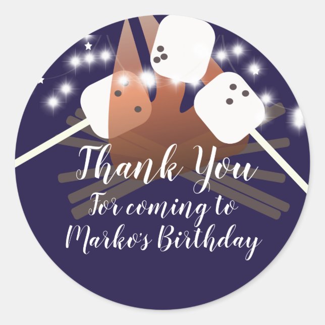 Sticker Rond Camping Marshmallows Stars Camping Extérieur (Devant)