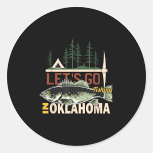 Sticker Rond Camping Pêche En Oklahoma - Nature Oklahoma Poisso