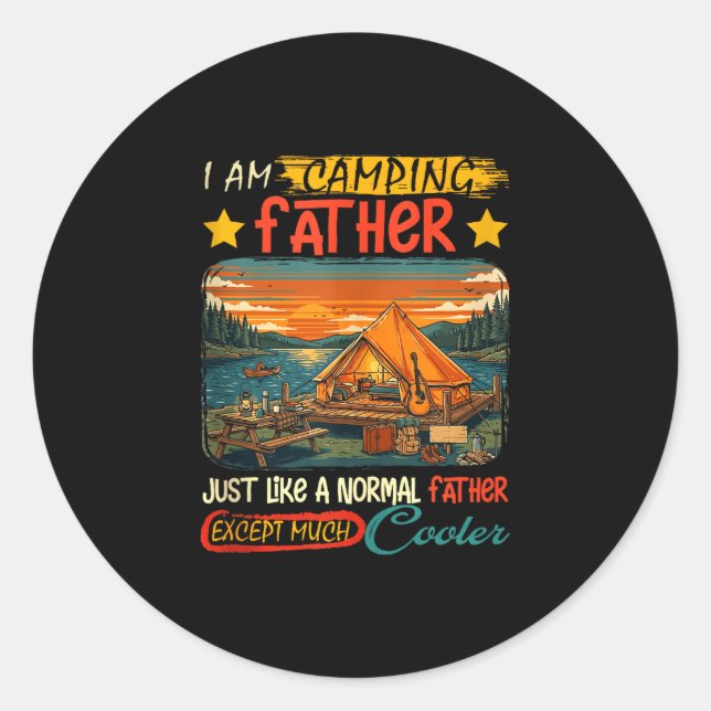 Sticker Rond Camping père définition beaucoup plus cool fête de (Devant)