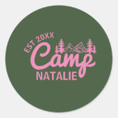 Sticker Rond Camping personnalisé Bachelorette Party Bridesmait (Devant)