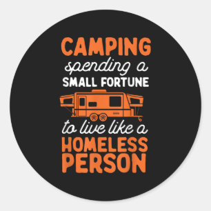 Sticker Rond Camping Pop Up Camper Rv Trailer Small Fortune