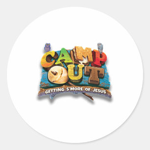 Sticker Rond Camping pour obtenir plus de Jésus. Un été cool !