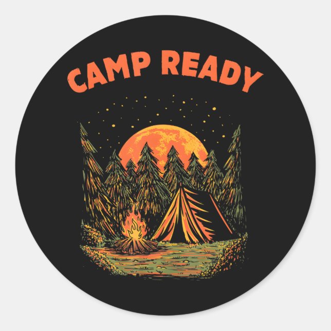 Sticker Rond Camping prêt été Camping Tropical Camper Trip (Devant)