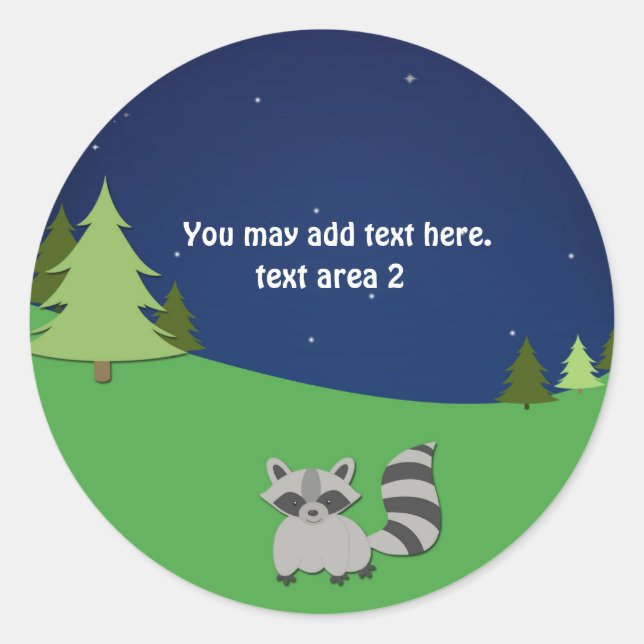 Sticker Rond Camping Sleepover Anniversaire Fête Personnalisé F (Devant)