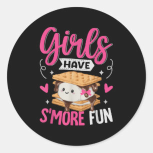 Sticker Rond Camping Smores Les Filles Ont Plus Amusant Kawaii