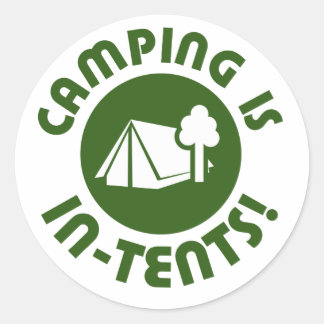 Sticker Rond Camping sous tentes