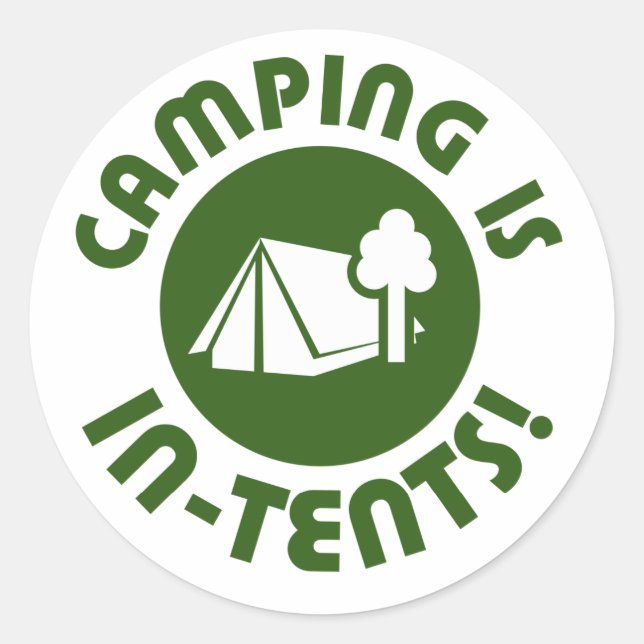 Sticker Rond Camping sous tentes (Devant)