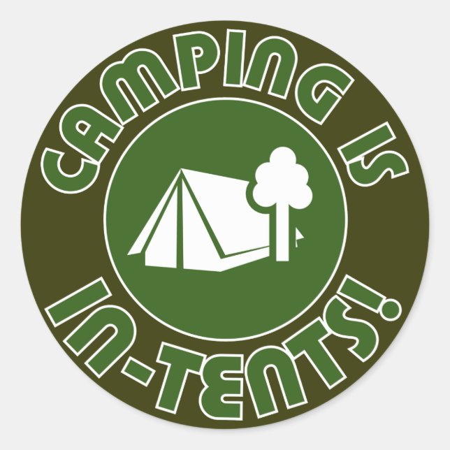 Sticker Rond camping sous tentes (Devant)