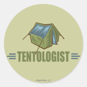 Sticker Rond Camping, tente