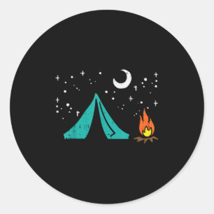 Sticker Rond Camping Tente Campire Camper Garçons Filles Enfant