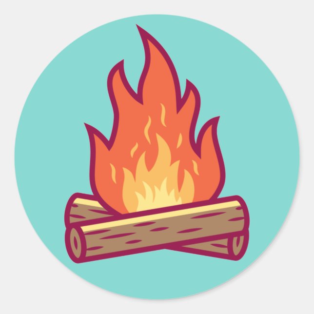 Sticker Rond Campire et bois de chauffage (Devant)