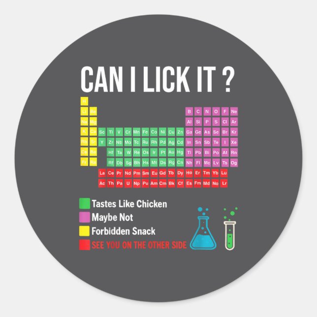 Sticker Rond Can I Lick It Periodic Table Chart Science Teacher (Devant)