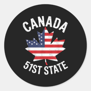 Sticker Rond Canada 51e État Drapeau américain Canada 51e État 