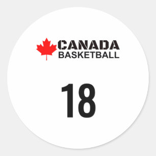 Sticker Rond Canada Basketball Numéro 18 Design Idée cadeau