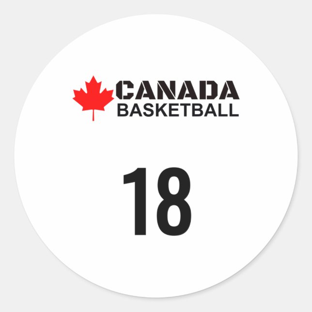 Sticker Rond Canada Basketball Numéro 18 Design Idée cadeau (Devant)