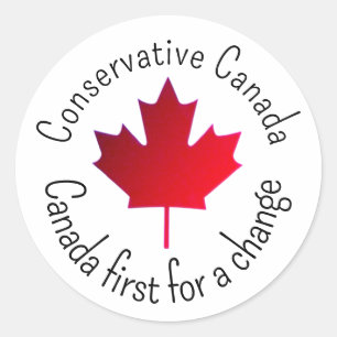 Sticker Rond Canada conservatrice. Le Canada d'abord pour chang