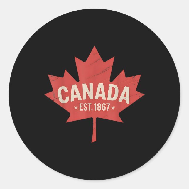 Sticker Rond Canada Établi en 1867 Feuille d'érable Rétro Vinta (Devant)