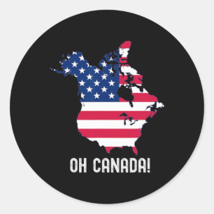 Sticker Rond Canada États-Unis 51e Carte de l'État Drapeau amér