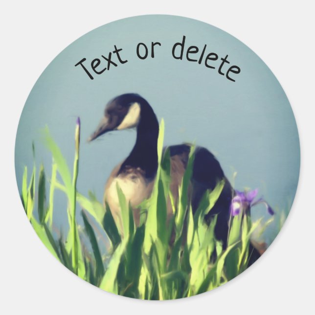 Sticker Rond Canada Goose Irises Animal Art Personnalisé (Devant)