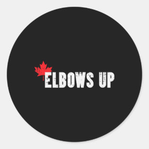 Sticker Rond Canada Hockey Coudes en l'air Hommes Feuille d'éra