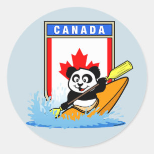 Sticker Rond Canada Kayaking Panda