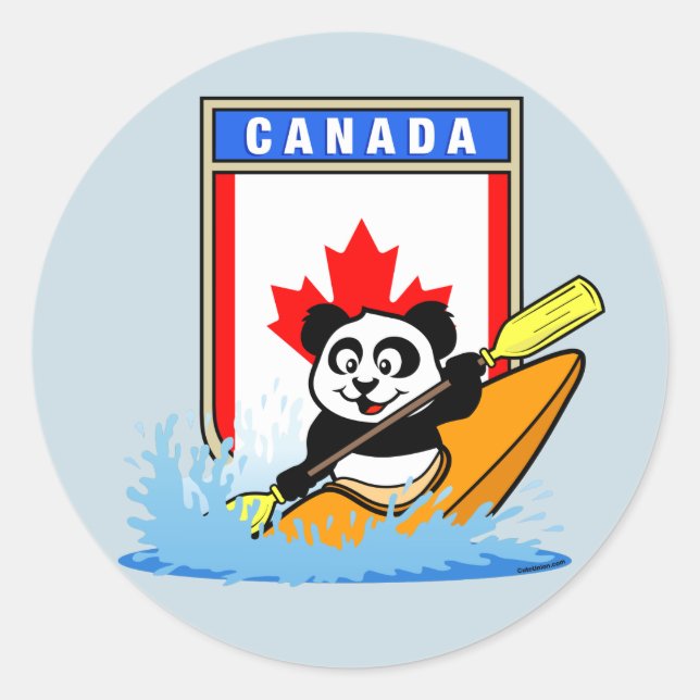 Sticker Rond Canada Kayaking Panda (Devant)